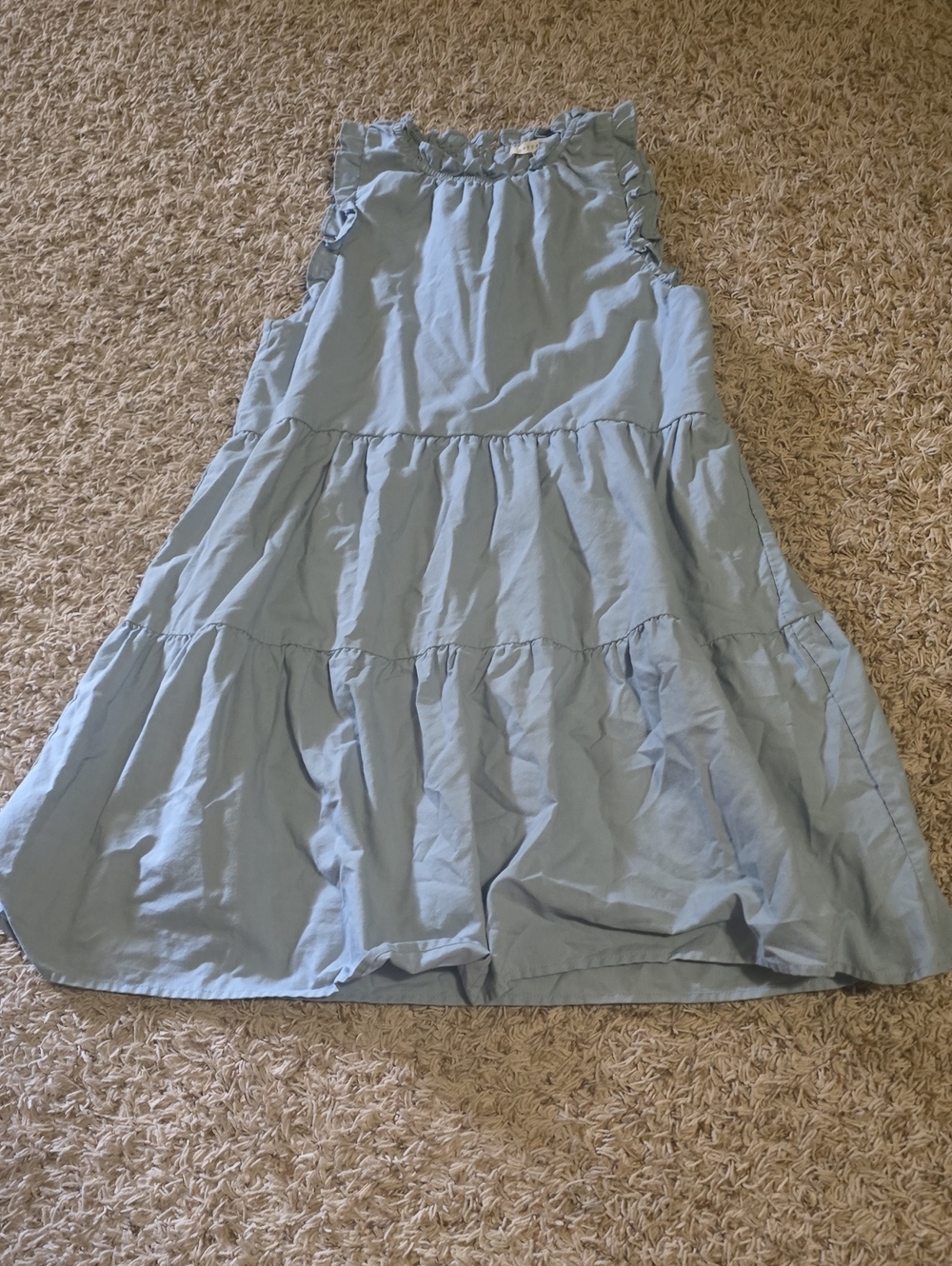 Copper Key Light Blue Tiered Midi Dress with Ruffle Sleeves